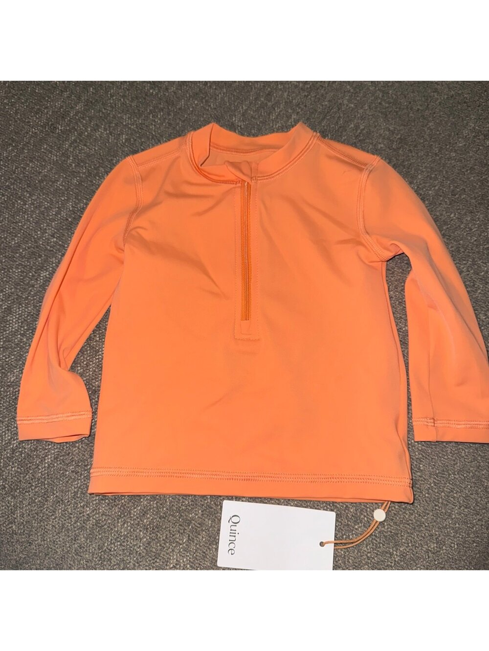Quince Kids Rash Guard Swim Top 18-24M Peach Orange Half Zip UPF NWT